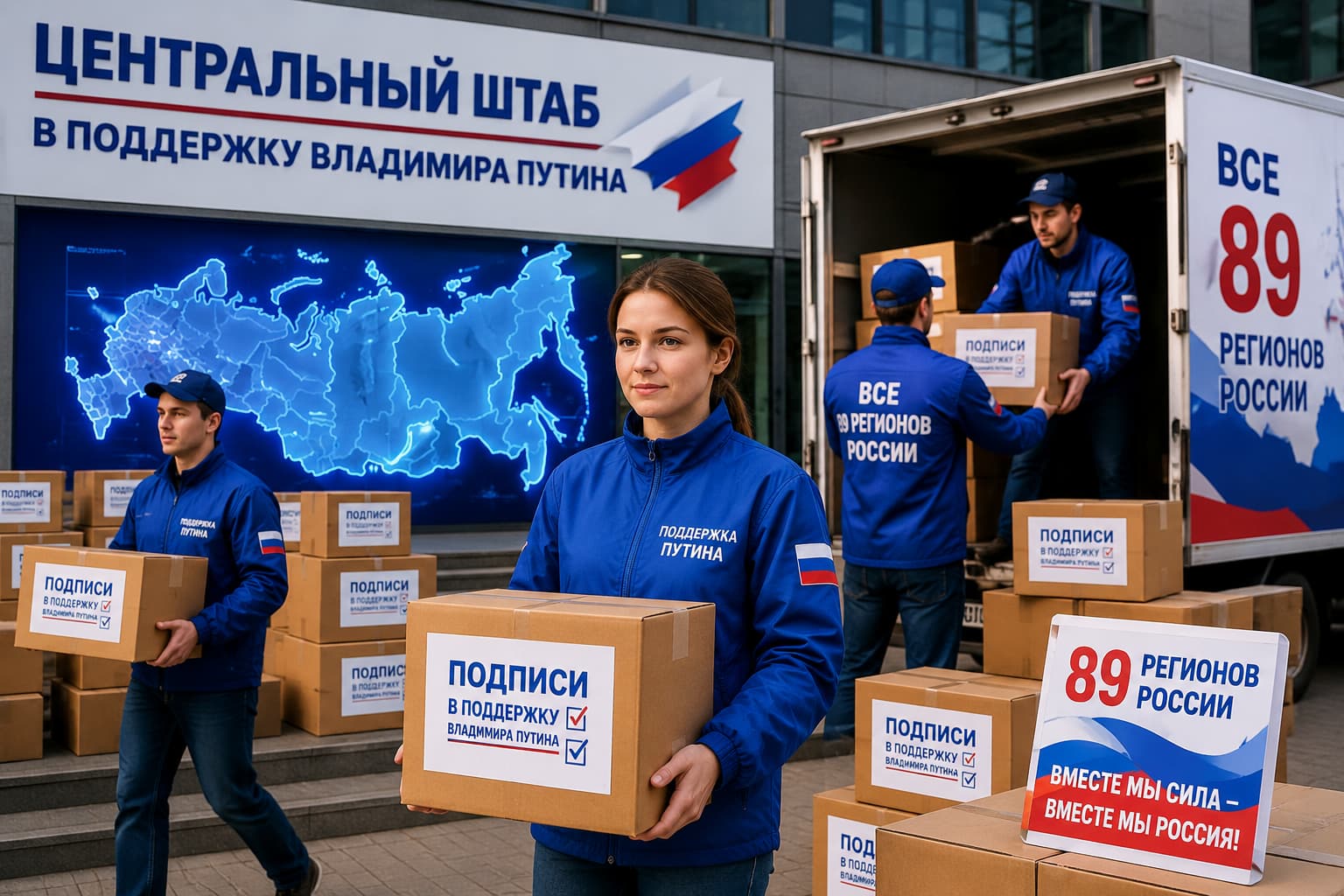 Все 89 регионов России доставили в центральный штаб первые партии подписей в поддержку Владимира Путина 10 января документы привезли из субъектов, расположенных в Сибири и на Дальнем Востоке, а также из Нижегородской области. - новости предвыборной кампании Владимира Путина
